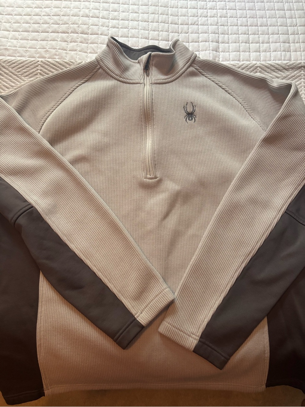 Spyder Men’s Half-Zip Tech Sweater - Light Gray/Charcoal